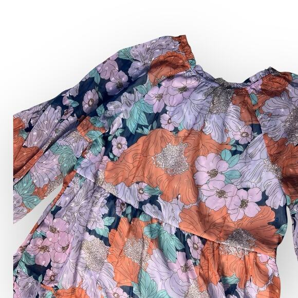 Piper + Scoot Finlinson Swiss Dot Floral Dress in Lilac + Navy Small - Picture 9 of 11